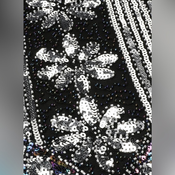 Black and Silver Sequin 20s Great Gatsby Style Flapper Dress, NWT Medium - Picture 4 of 6